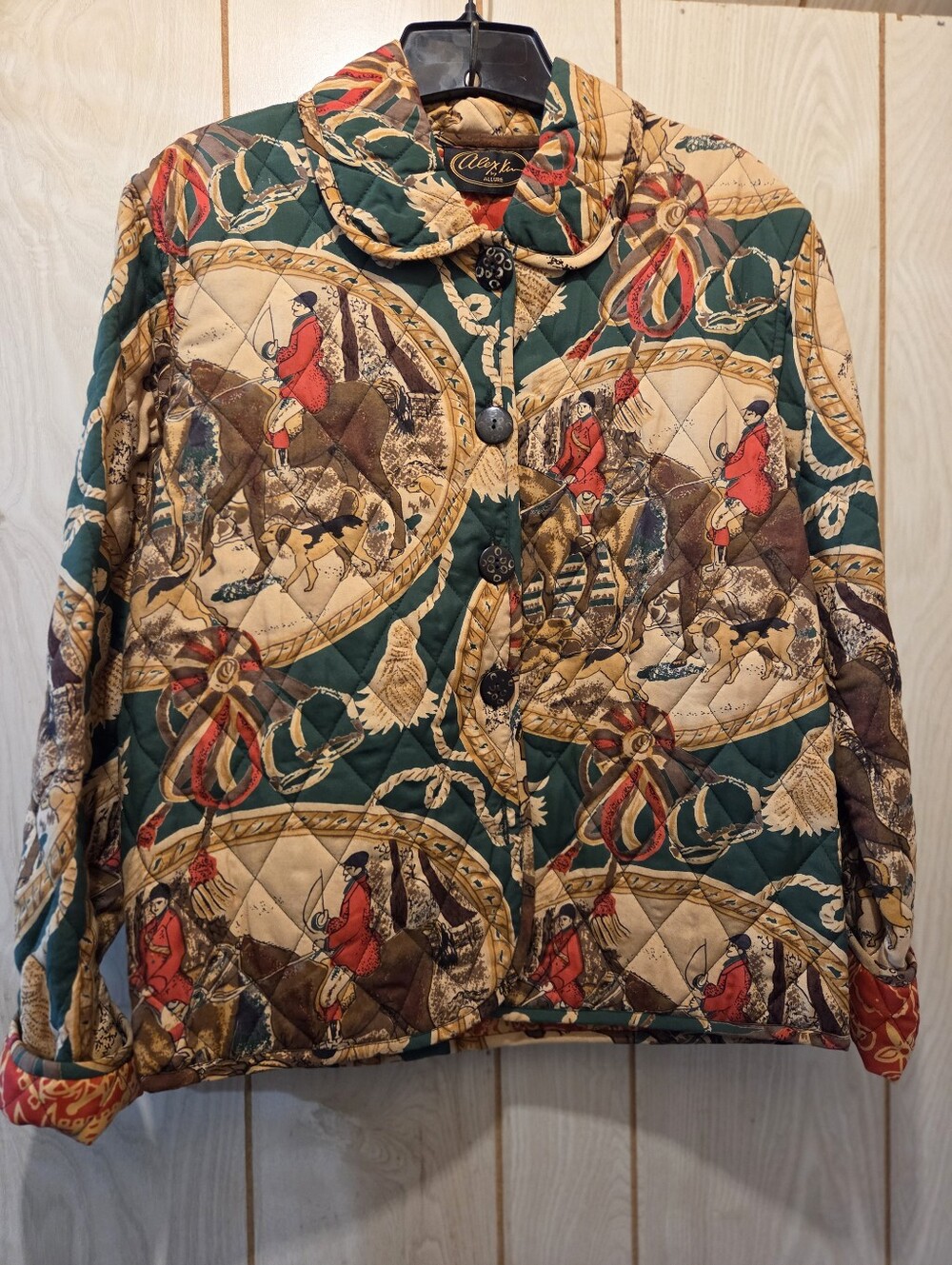 Alex Kim By Allure Quilted Fox Hunt Scene Jacket Small